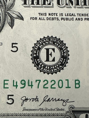 "One 2017 consecutivo UNC-GEM BILLETE DE $1 - FRB RICHMOND, VA - ""E"" - Imagen 6 de 20