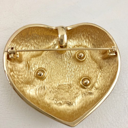 RARO Broche Corazón 3D Monograma Christian Dior Monograma Plata y Tono Dorado - Imagen 4 de 5