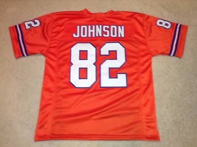 UNSIGNED CUSTOM Sewn Stitched Vance Johnson Orange Jersey - M, L 