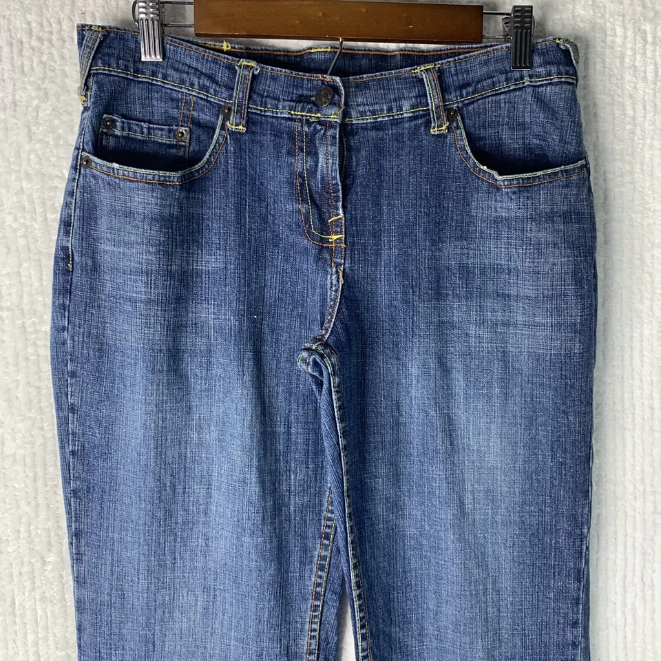 Pantalones de mezclilla EVISU para mujer talla 30 pierna recta espalda cremallera bolsillos reales 32/33 Foto 2 de 4