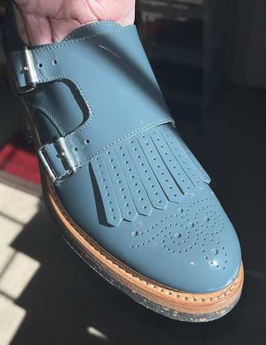 The Office of Angela Scott Ms. Francoise Monkstrap Lugsole Teal Size 38.5 NIB - Picture 4 of 19