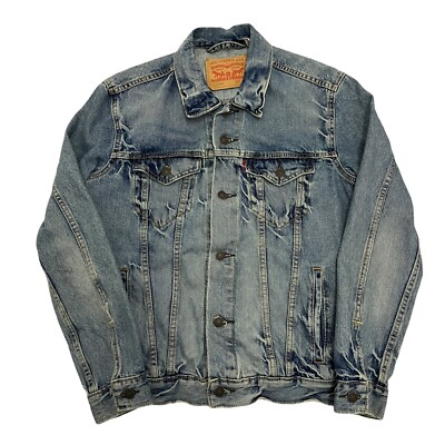 Levi's Denim Trucker Jacke blau Herren kleine rote Lasche Knopfleiste 72334