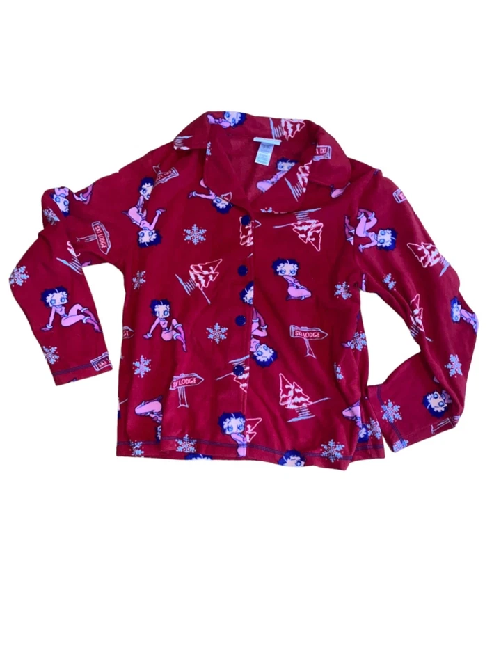 Женский пижамный набор Betty Boop из 2 предметов с графическим принтом красный (размер: XL) - Изображение 2 из 4