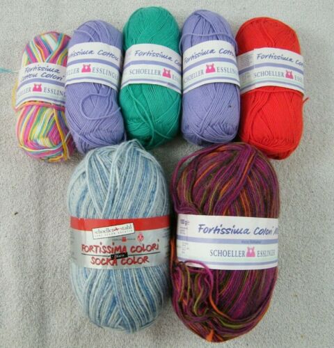 SHOELLER FORTISSIMA YARN LOT COTTON, COLORI 7 SKEINS SMOKERS HOME - Picture 1 of 5