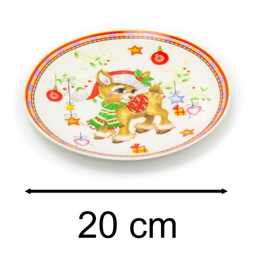 Round Ceramic Christmas Plate | Festive Serving Dish Christmas Snack Plate 20cm - Picture 2 of 6