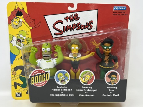 The Simpsons World of Springfield Bongo Comics Playmates 3 Action Figures NIB 