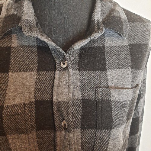 Beachlunchlounge Shacket Women Medium Buffalo Plaid Shirt Black Gray Grunge - Picture 4 of 11