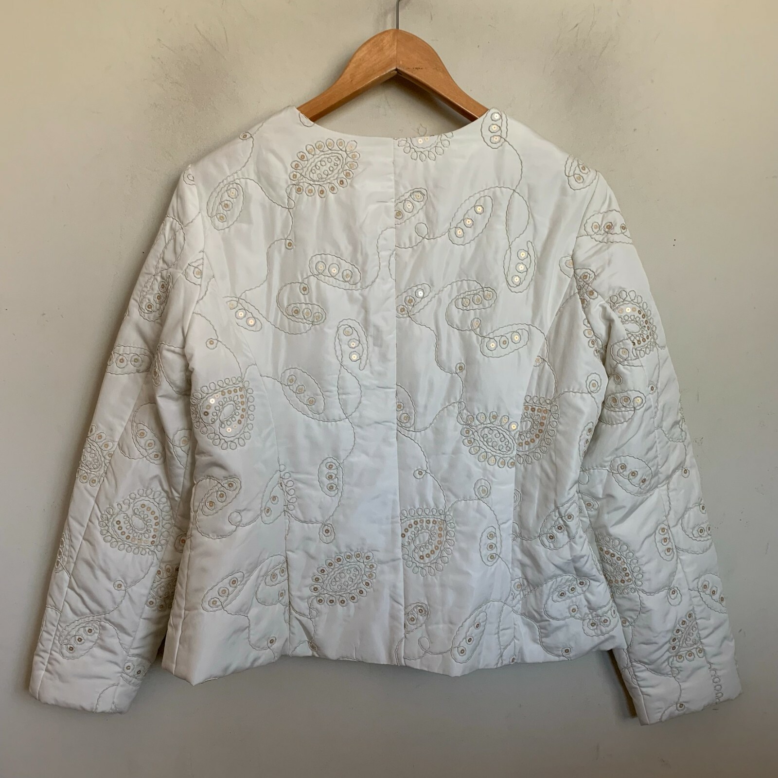 Ruby Rd. Womens Puff Jacket Beige Embroidered Seq… - image 2