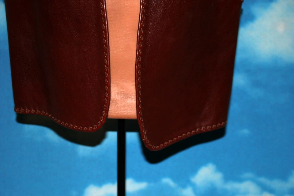 Chaleco de cuero hecho a mano estilo medieval vintage túnica abierta marrón Foto 3 de 4