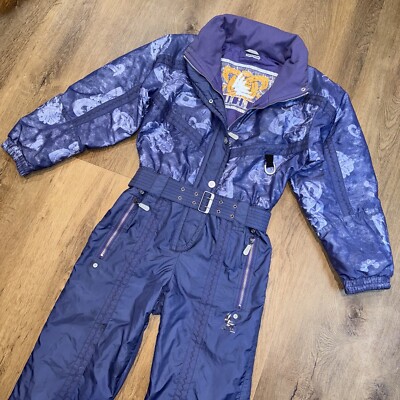 Vtg 80s 90s Ski Suit Snowsuit One Piece Luhta Snow Bib Retro Jumpsuit Womens 8