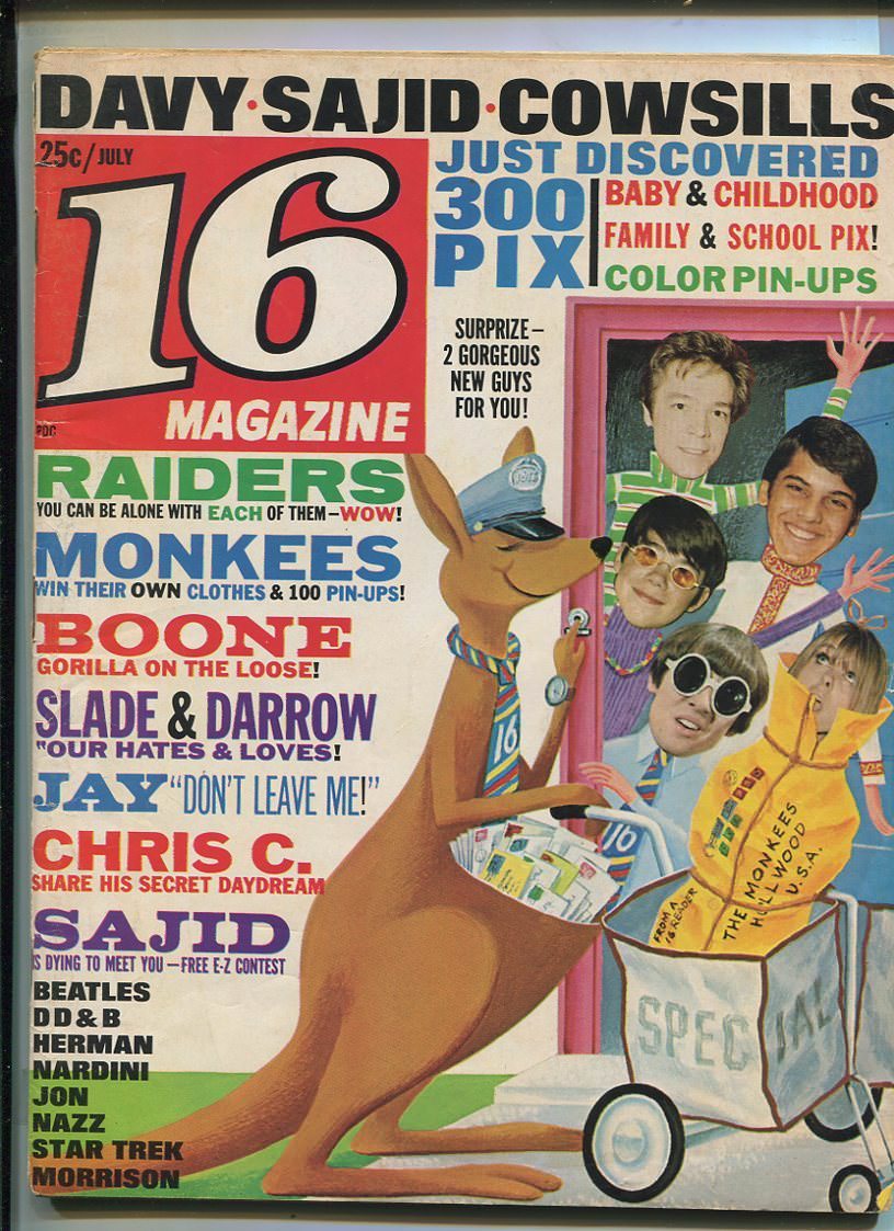 16 Magazine July 1968 Monkees Union Gap Dino & Desi Beatles