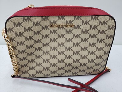 $148 MICHAEL KORS 38F9XTTCEV  SCARLET LG EW CROSSBODY BAG (130679-1 JR BY111C)