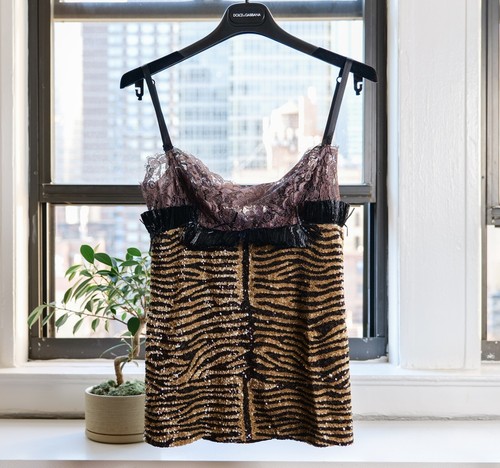 Dolce & Gabbana Beige Vintage Tiger Print Sequin Lace Corset (S/S 2005, Look 63) - Picture 2 of 7
