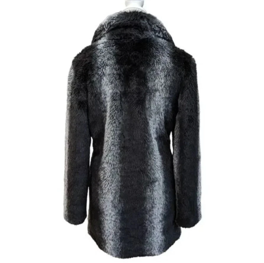 Abrigo Blanc Noir Gris y Negro Imitación Piel Abotonada Talla S Foto 2 de 4