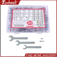 Findmall 300pcs 1/4-20, 5/16-18,3/8-16 Stainless Steel Hex Bolts And Nuts Kit
