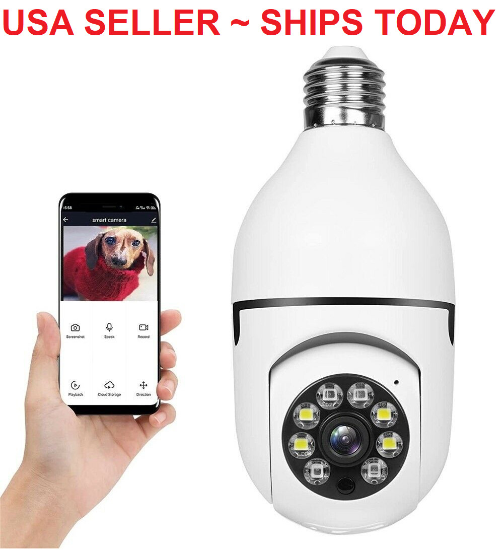 Light Bulb Security Camera WiFi Outdoor,1080P Smart 360 Degree Screw in Light US