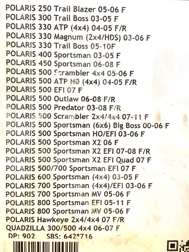 ТОРМОЗНЫЕ КОЛОДКИ, МЕТАЛЛИК, MB061M, POLARIS 250,300,330,400,450,500,600,700,800,QUADZILLA - Изображение 3 из 3