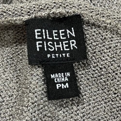 Eileen Fisher Womens Medium Cardigan Sweater Gray Silk Rayon Crop 3/4 Sleeve - Picture 7 of 12