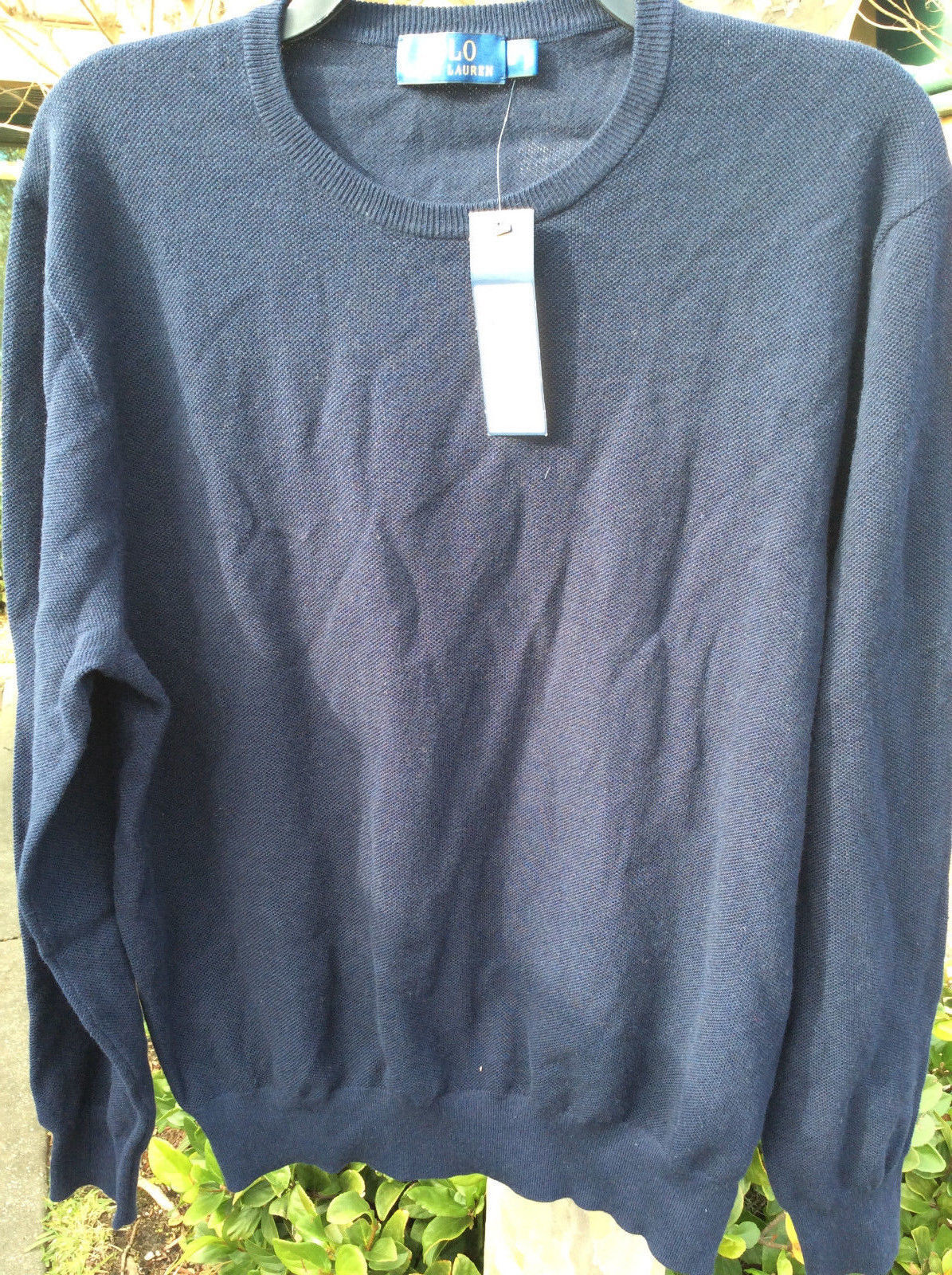 Мужской темно-синий свитер с круглым вырезом Polo Ralph Lauren стоимостью 199 долларов США Размер: Большой
