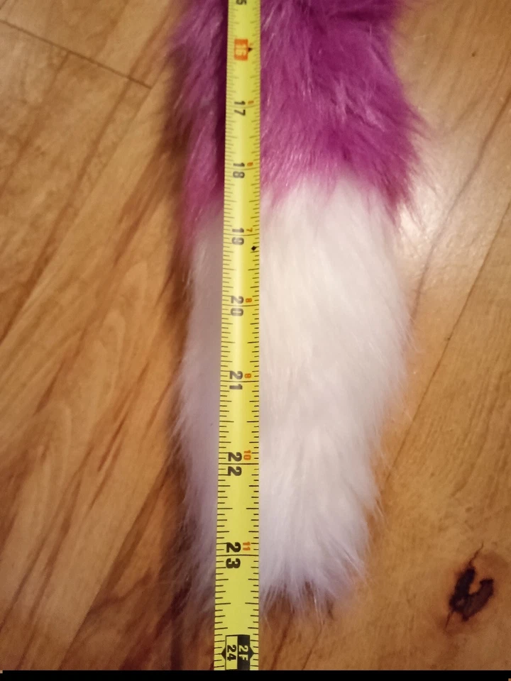 人造毛皮狐狸尾梅紫色角色扮演毛皮服毛茸茸的Fursona — 第 4/4 张图片