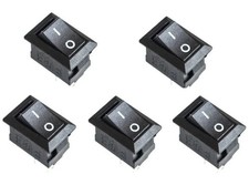 5x Black Snap In ON/OFF Rocker Switch 21 x 15mm 2-Pin 250V/3A 125V/6A - UK Stock