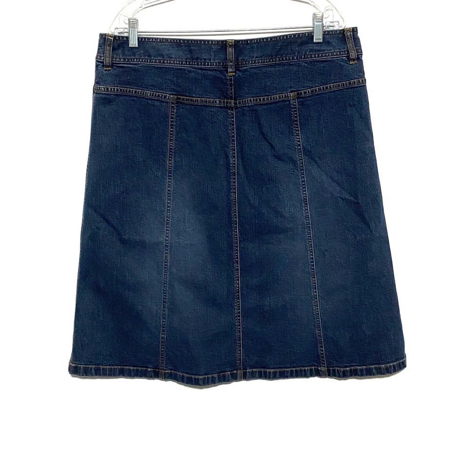 Saia jeans Style & Co linha 16 A elástica modesta casual bolsos com aba preppy - Imagem 4 de 4