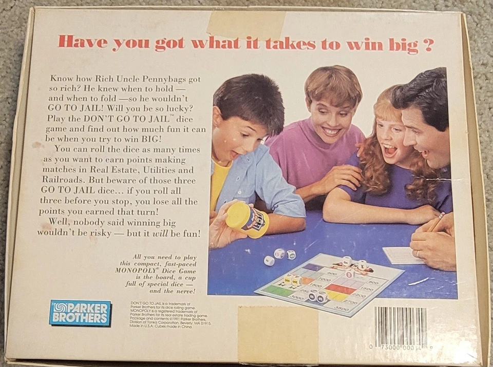 Vintage 1991 Monopoly Don’t Go To Jail Dice Game By Parker Brothers Complete Set - Image 3 of 3