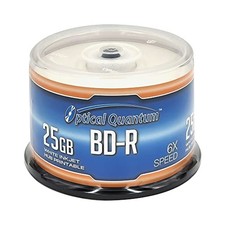 BD-R 25GB 6X White Inkjet Printable Blu-ray Discs, 50-Pack 50 Discs