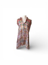 One Free People Shirt Dress Tunic Multicolor Raw Edge Oversized Medium