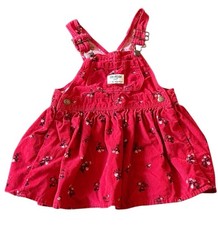 OshKosh B  gosh Corduroy Overall Pinafore Dress Floral Red 18M
