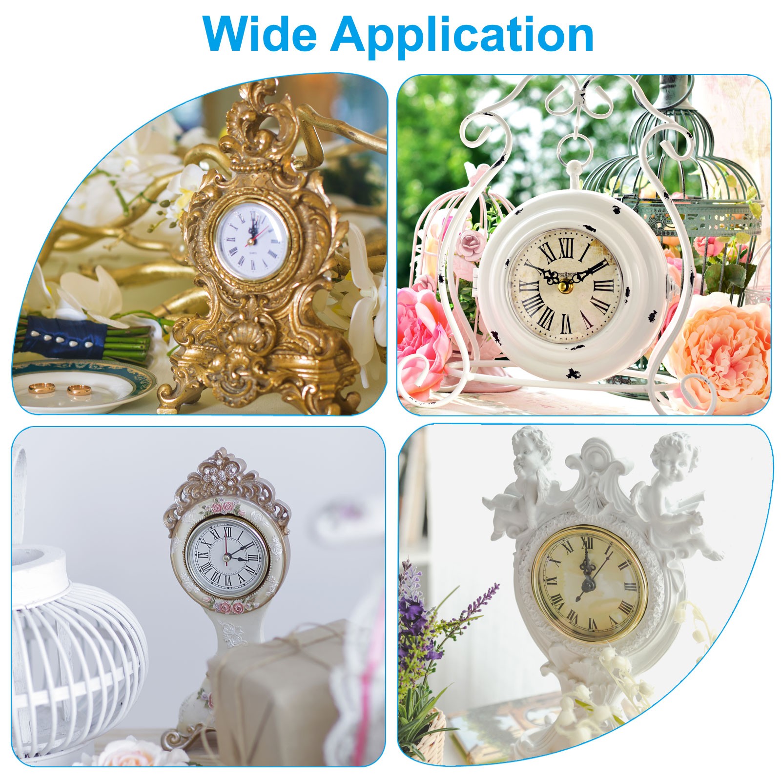 2Pcs 3.1" 80mm Quartz Arabic Clock Insert Fit 75mm/2.4" Silver/White Style 14