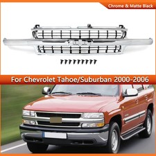 Chrome Front Grille Black Grill For 99-02 Silverado 1500 2000-06 Tahoesuburban