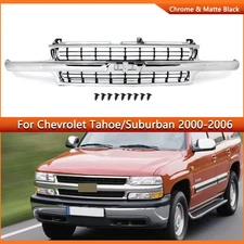 Chrome Front Grille Black Grill For 99-02 Silverado 1500 2000-06 Tahoe/Suburban