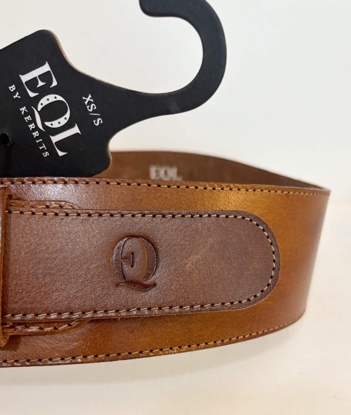 EQL by Kerrits Wide Brown Leather Belt XS/S With DEFECTS