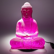 Buddha Lamp Cherry Crackle Finish Meditation Mood Light Zen Decor Relax Gifting