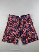 Fair Harbor Swim Trunks Men Large Blue Red Floral Print Lined Beach Surf
