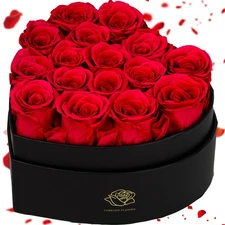 16-Piece Forever Roses Heart-Shaped Box – Real Immortal Preserved Roses Lasting