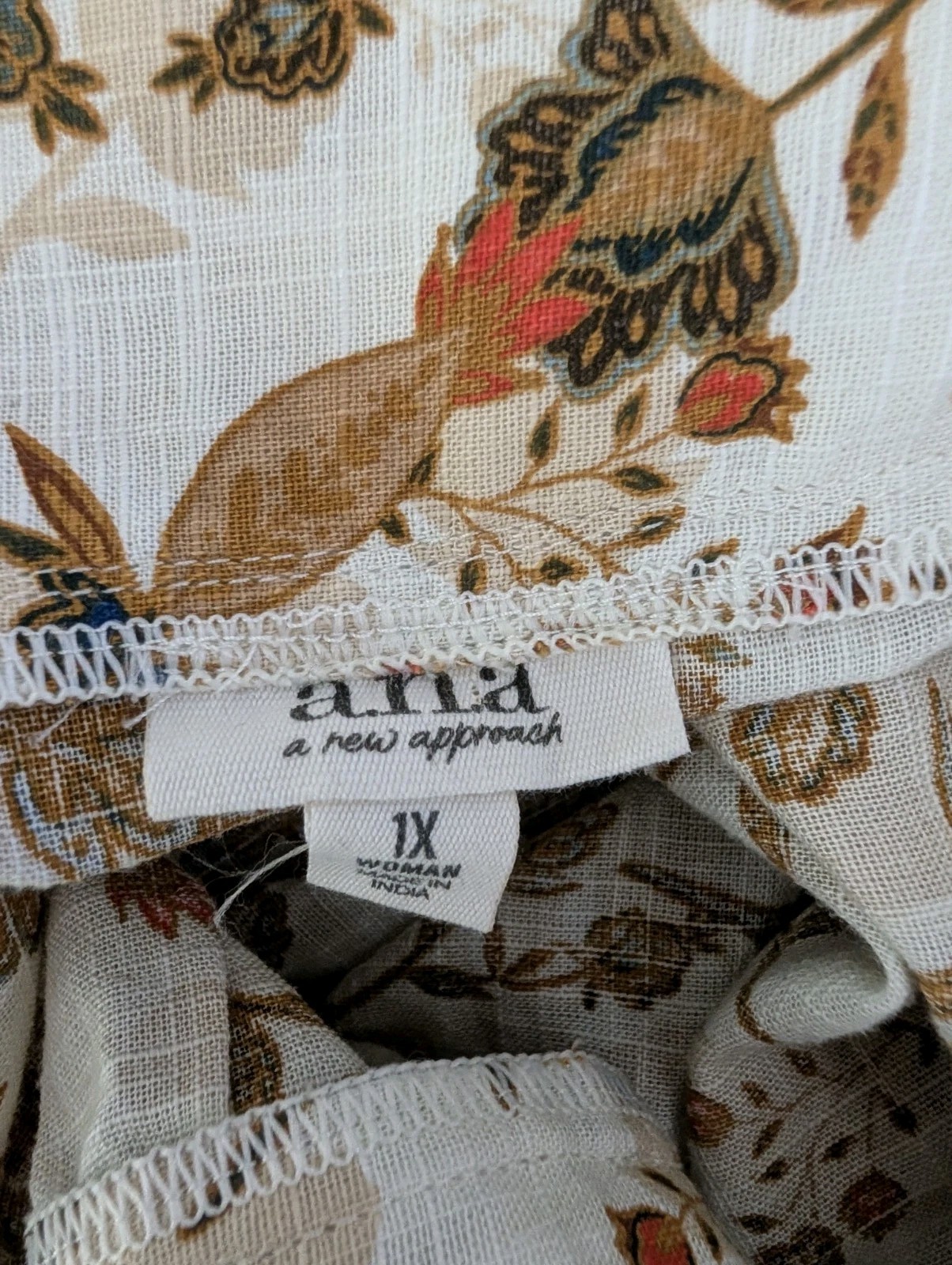 a.n.a A New Approach Women's Brown Floral Square Neck Top Size 1X