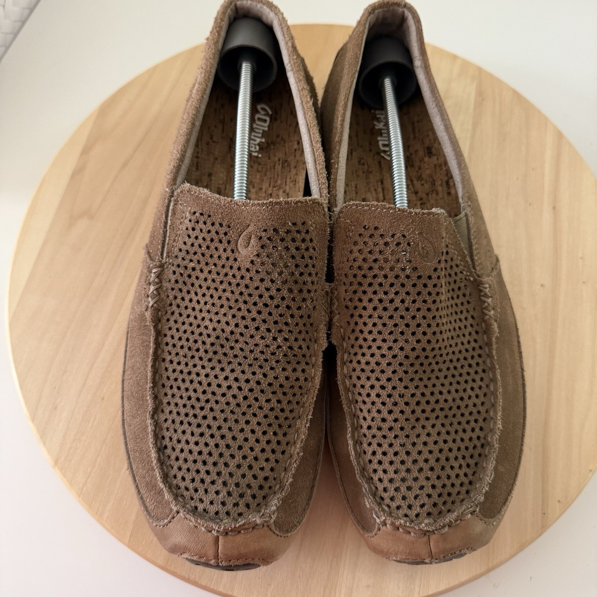 Olukai Akepa Moc Kohana Brown Suede Leather Loafer Slip On  display picture 3