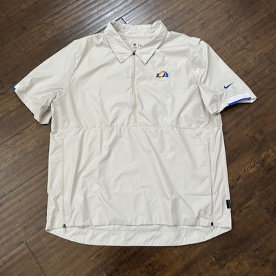 Nike NFL LA Rams Mens Coaches Half Zip Jacket Sideline Bone On