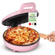 NutriChef Countertop Pizza Maker - Non-Stick Electric Pizza Oven (Pink)