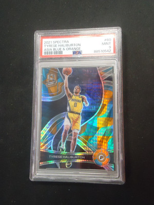 Tyrese Haliburton 2021 PANINI SPECTRA ASIA BLUE & ORANGE 12/49 #60 PSA MINT 9