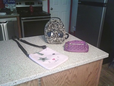 BETSEY JOHNSON FURRY MINI BACKPACK AND KITTY FACE BAG, UNBRANDED BELT BAG, 