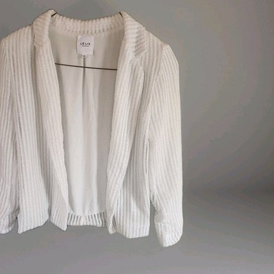 Romantic Lelis Collection White Open Weave Jacket Size Large Open Closure