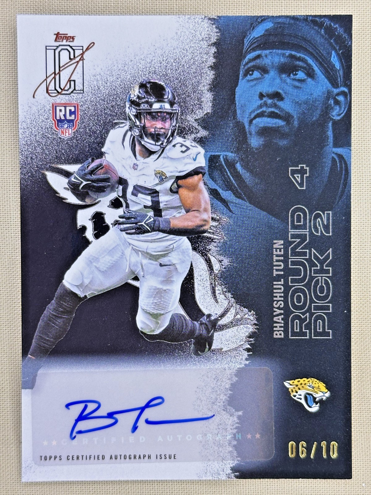 2025 Topps Signature Class Bhayshul Tuten RC Black auto 6/10 Jaguars #164