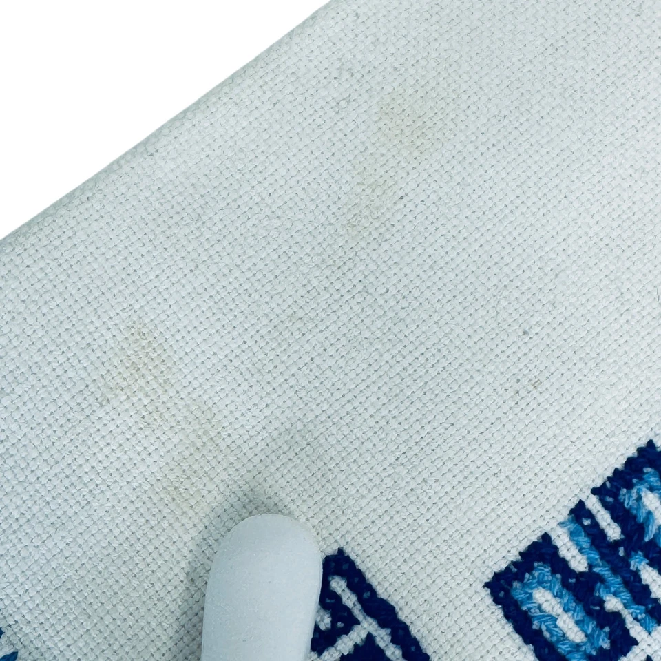 Juego de 6 servilletas de lino con llave griega bordadas azules borde de ganchillo 18" vintage Foto 4 de 4