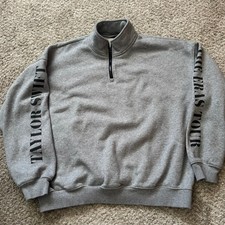 Taylor Swift The Eras Tour Sweatshirt Women's XL Quarter Zip Gray Merch