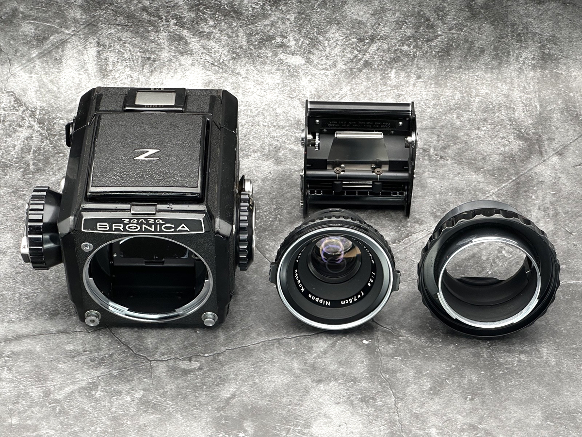Near MINT] ZENZA BRONICA S2 Late Model Black Nikkor-P 75mm f2.8