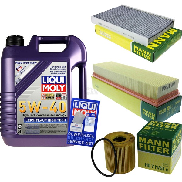 Mann Inspektionspaket 5L Liqui Moly 5W-40 FüR CitroëN C4 I 1.4 16V Peugeot 307-image