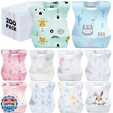 Floraltop 200 Pcs 100/200 Pcs Disposable Baby Bibs Bulk Travel Feeding Bib So